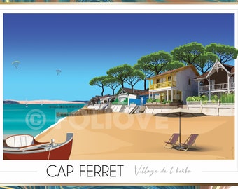 Lège-Cap-Ferret Poster • L'Herbe Village Poster • City Poster • Arcachon Bay • Dune du Pilat • Southwest France • Wall Decor
