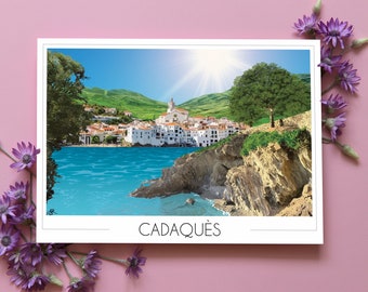 Cadaquès Reiseposter, Costa Brava Reiseposter Cadaquès, Spanien Katalonien Poster, Salvador Dali, Wandkunst, Wohndekoration