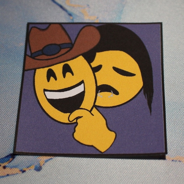 Funny Sad Emo Cowboy Meme Matte Sticker