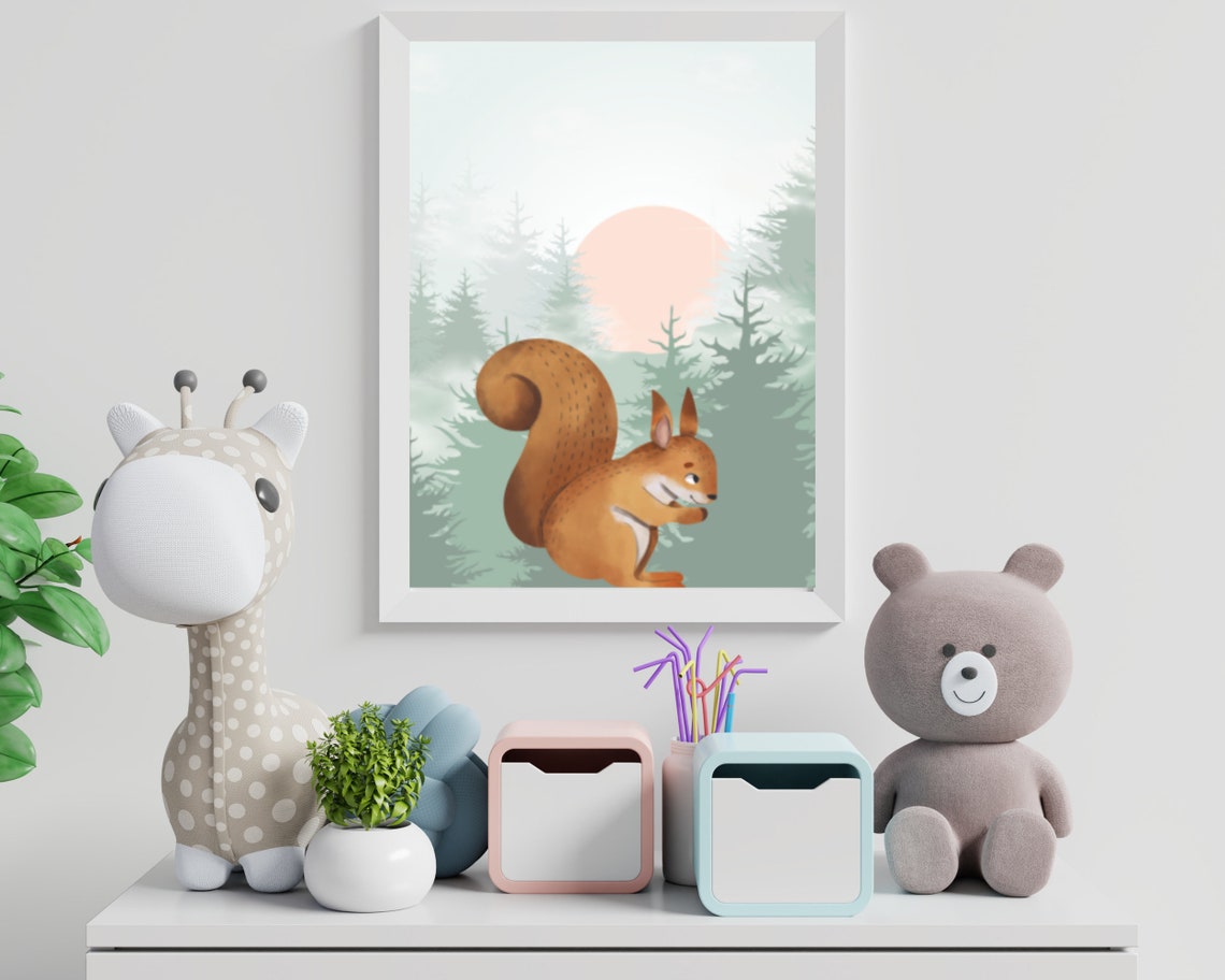 Boy/Girl Nursery Wall Art Nursery Room Art Forest Animals Etsy