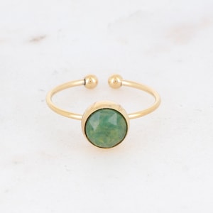 Green Jasper gold waterproof ring natural raw ethical gemstone crystal