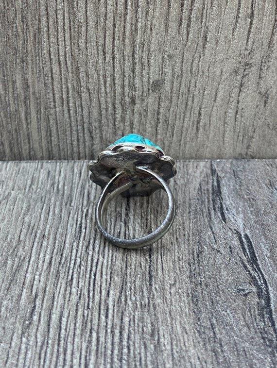 Native American Silver and Turquoise Ring With Sc… - image 3