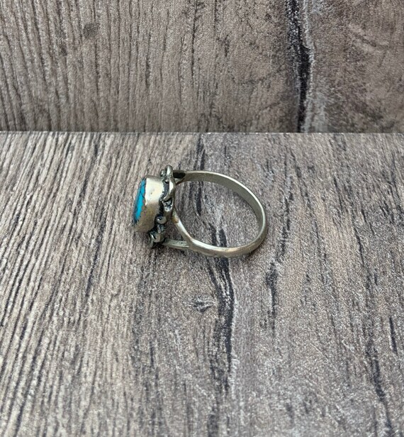 Turquoise and Silver Native American Flower Ring - image 3