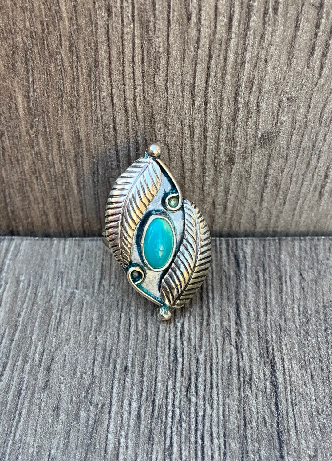 Bague Amérindienne En Argent Et Turquoise - Occasion, Bijou Ethnique