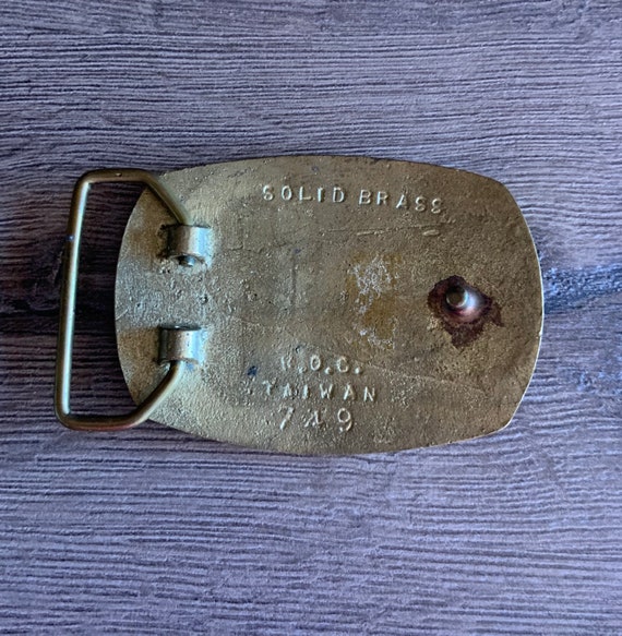 Vintage Solid Brass Belt Buckle - Gem