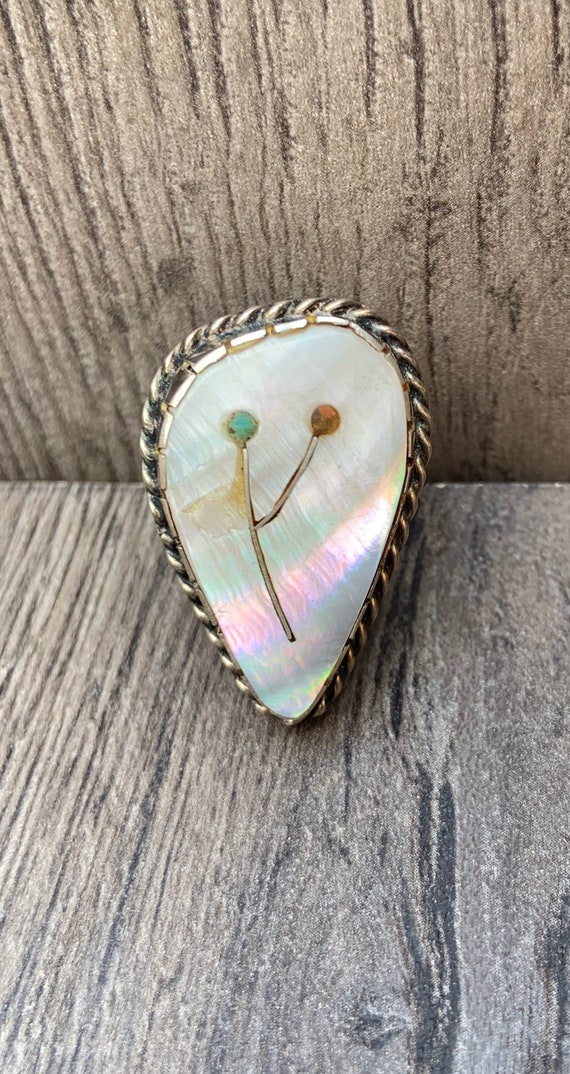 Native American Silver Tear Drop Ring - image 2