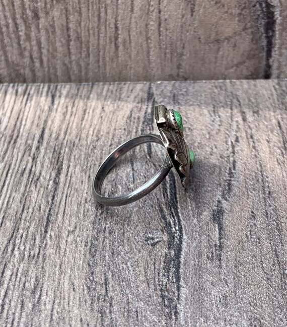Native American Silver Leaf Ring with Turquoise - image 5