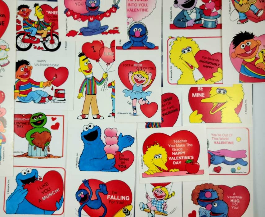 Vintage 1980's Lot of 17 Valentine Cards Cookie Monster Dinosaur Mighty  Mouse