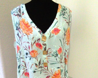 1XL Summer Sleeveless Tunic Top One-Of-A-Kind