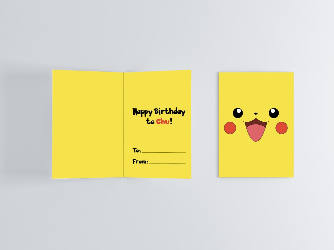 Pikachu Birthday Card PNG &amp; PDF File Instant Download - Etsy Canada