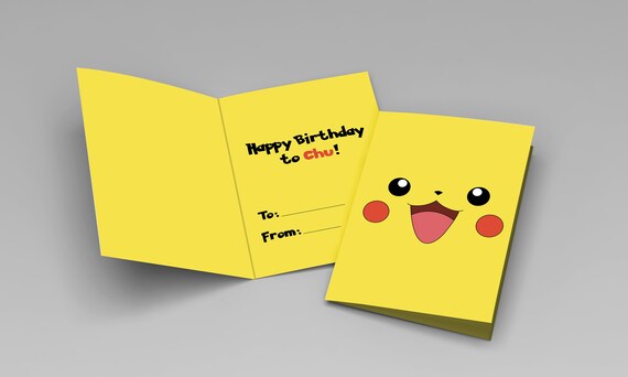 Pikachu Birthday Card PNG &amp; PDF File Instant Download | Etsy