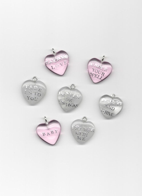 LETTERED HEART CHARMS Pink White Clear Coquette Kawaii Supplies