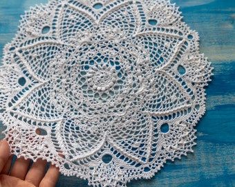 Crochet doily Angela, 34 cm, designed by Patricia Kristoffersen, cotton doily, doily for sale, texture doily, doilies vintage, home decor