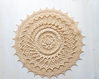 Vintage style textured crochet doily for sale, Edith, 36 cm