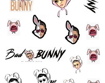 Bad Bunny Nail Decals