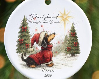 Dachshund Ornament, Christmas Dachshund Gifts, Personalized Dog Ornament, Pet Lover Keepsake