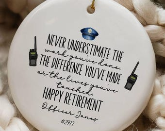 Police Retirement Gift, Retired Law Enforcement Ornament, Custom Name Badge Police Gift, Xmas Gift, Cop Retirement Ornament 2025