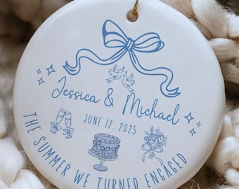 Personalized Engaged Ornament, Engagement Gift for Couple, Custom Ornament with Names, Engage Party Gift, Gifted Keepsakes