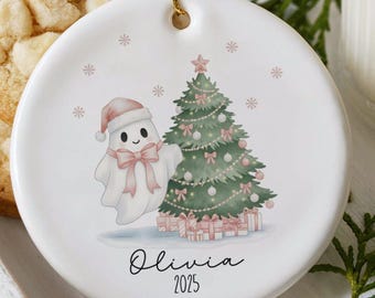 Baby Ornament, Christmas Ghost Ornament, Personalized Newborn Gift, Baby Shower Gift, Baby First Christmas, Girl Boy Name Ornament