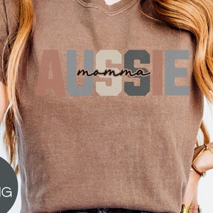 Maglietta Aussie Momma Mom Mama, Maglietta Aussie carina, Regalo per amanti dei cani, Abbigliamento per mamme di cani, Maglietta Australian Shepherd Mama, Maglietta per amanti dei cani