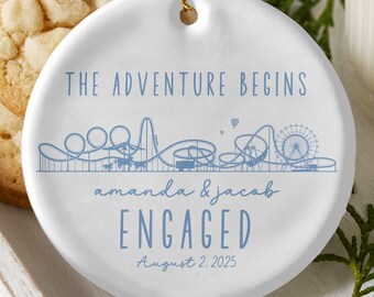Personalized Engaged Ornament, Engagement Gift for Couple, Custom Ornament with Names, Engage Party Gift, Gifted Keepsakes