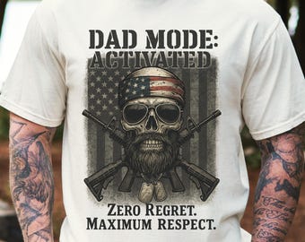 Patriotic Dad Gift, Military Dad Shirt, Fathers Day Christmas Birthday Gift For Him, Tactical Shirt For Men, USA Flag Shirt, 2A Dad Shirt