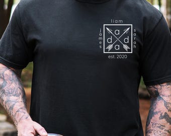 Personalized Dad Shirt, Custom Name Dad Tee, Minimalist Father's Day Gift, Birthday Gift For Dad, Established Dad Shirt, Gift For Him