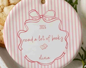 Personalized Book Lover Ornament, Funny Gift for Readers, Literature Ornament 2026, Reading Keepsake, Funny Bauble for Friend