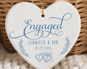 First Christmas Engaged, Engagement Ornament, Personalized Engaged Present, My First Christmas Ornament, Porcelain Gifts Keepsakes