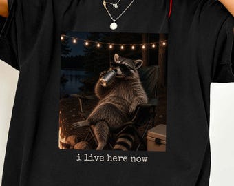 Raccoon Camping Shirt, Funny Meme Tee, Birthday Gift for Him Her, Campfire Nature T-shirt, Humorous Trash Panda Shirt
