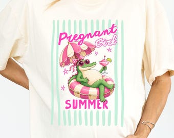 Pregnant Girl Summer Shirt, Beach Pregnancy Announcement, Comfort Colors Tee, New Mom Gift, Baby Reveal Tshirt, Gator Pregnancy Announcement