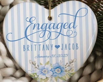 Personalized Engaged Ornament, Engagement Gift for Couple, Custom Ornament with Names, Engage Party Gift, Gifted Keepsakes