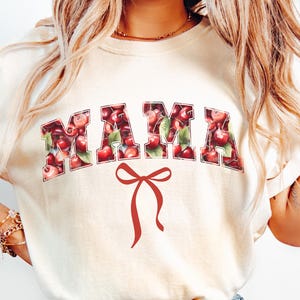 Cherry Mama Shirt, Fruit Pattern Mom Tee, Comfort Colors Shirt, Cute Mom Shirt, Trendy Mama Tee, Gift For Mom, Summer Mom Shirt