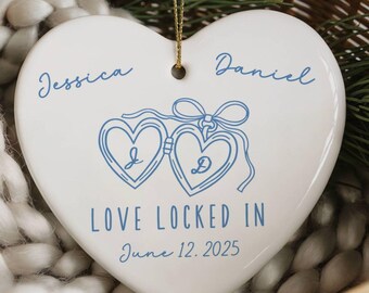 Personalized Engaged Ornament, Engagement Gift for Couple, Custom Ornament with Names, Engage Party Gift, Gifted Keepsakes