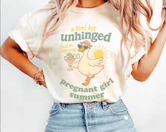 Pregnant Girl Summer Shirt, Beach Pregnancy Announcement, Comfort Colors Tee, New Mom Gift, Baby Reveal Shirt, A Tini Bit Goose Tee