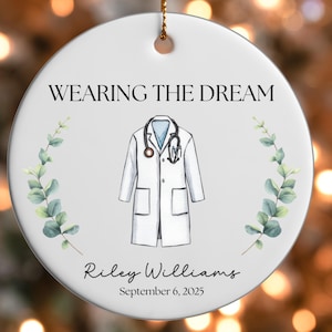 Personalized White Coat Ornament, Medical School Gift, Future Doctor Dentist Gift, White Coat Ceremony Keepsake, Custom Graduation Ornament