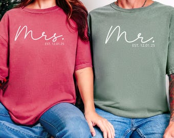Christmas Couples Shirts, Christmas Matching Shirts, Mr Mrs Customized Shirts, Couples Shirts, Wife Husband Gifts, His Her Christmas Tee