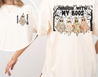 Boo Crew Halloween Shirt, Hangin With My Boos Tee, Funny Ghost Fall Shirt, Retro Halloween Shirt, Cute Spooky Season Shirt for Women