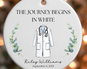 Personalized White Coat Ornament, Medical School Gift, Future Doctor Dentist Gift, White Coat Ceremony Keepsake, Custom Graduation Ornament