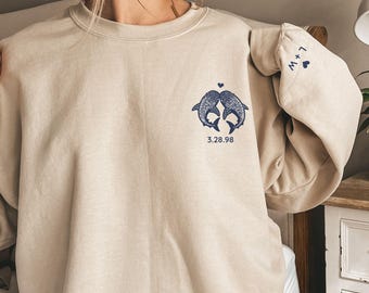 Matching Couples Sweatshirt, Custom Whale Shark Sweatshirt, Gift for Couples, Personalized Anniversary Gift, Engagement Gift, Date Shirt