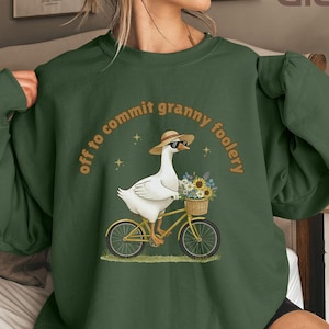 Funny Grandma Sweatshirt, Off to Commit Granny Foolery Shirt, Silly Mom Goose, Boho, Nana Gift, Retro Mimi Sweater, Birthday Gift for Gran