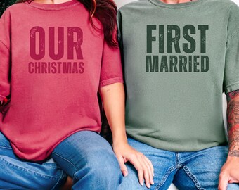 Matching Couples Shirt, Christmas Shirts, Husband Wife Shirts, Couples Matching Tshirt, Wife Husband Gift, Our First Christmas Present