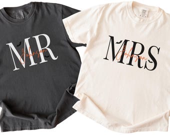 Halloween Mr Mrs Shirts, Personalized Wedding Gift, Spooky Season Wedding Shirts, Couples Matching Halloween Tees, His Her Shirts