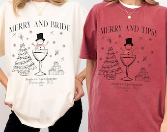 Personalized Bachelorette Christmas Shirts, Christmas Matching Shirts, Winter Bachelorette, Bachelorette Personal Shirt, Comfort Colors