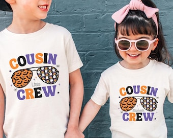 Personalized Cousin Crew Shirt, Halloween Kids Trick or Treat Shirt, Matching Family Halloween Outfit, Custom Fall Cousin Party Tees