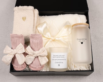 Pregnancy Announcement to Grandma Gift Box, Personalized Baby Reveal to Grandma, Promoted to Grandma Gift, Tumbler Candle Gift Set