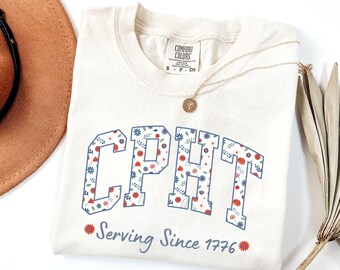 Patriotic Pharmacy Tech Gifts, Red White & Blue Shirt, July 4th Pharmacist Tee, Floral Tshirt, Retro 1776 Americana Pharmacy Technician Tee