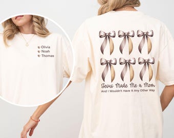 Christian Mom Shirt Comfort Colors, Personalized New Mama Gift, Coquette Bow Tee, Mothers Day T-Shirt, Gift for Women, Faith Religious Top