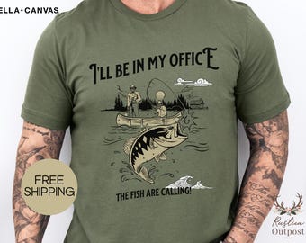 Fishing Gift for Him, I'll Be In My Office Fishing Shirt, Funny Office Wear, Fishing Lover Shirt, Angler T-Shirt, Retirement Tee