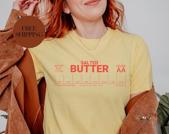 Camiseta divertida para hornear, regalo perfecto para panaderos, camiseta vintage de mantequilla, camiseta de mantequilla salada, camiseta de repostería de moda, camiseta de amante de la comida, regalo para cocineros.